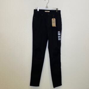 Levi’s 721 High Rise Skinny Blk Denim Distressed Destroyed Jeans NWT Size 29x32